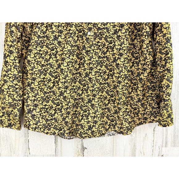 Ann Mashburn Shirt L Corduroy Liberty London Yellow Floral Button Down Popover - Picture 3 of 13
